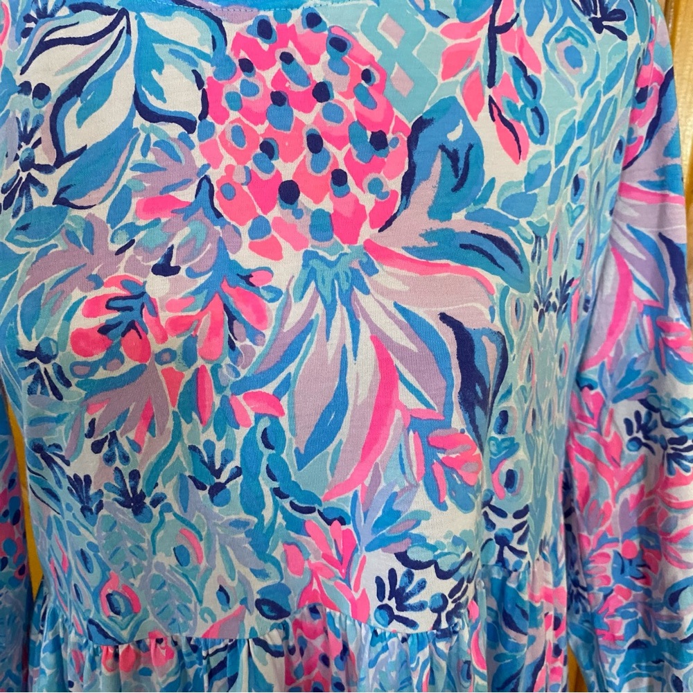 Lilly Pulitzer Geanna Swing Dress Zanzibar Blue Party Princess Small Pineapple View 3